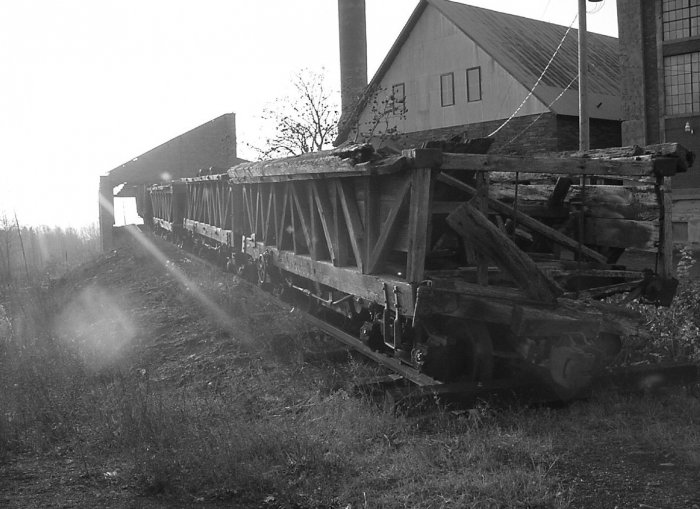 OLD MINING CARTS ON TRACK**QUINCY MINE**HANCOCK MICHIGAN**B&W**8"X10"