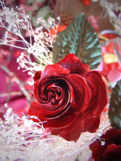 RED RED WOODEN ROSE**8"X10"