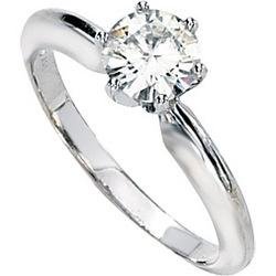 14K White Gold Created Moissanite Solitaire Engagement Ring