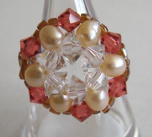Cute Swarovski Crystal Beads Flower Ring