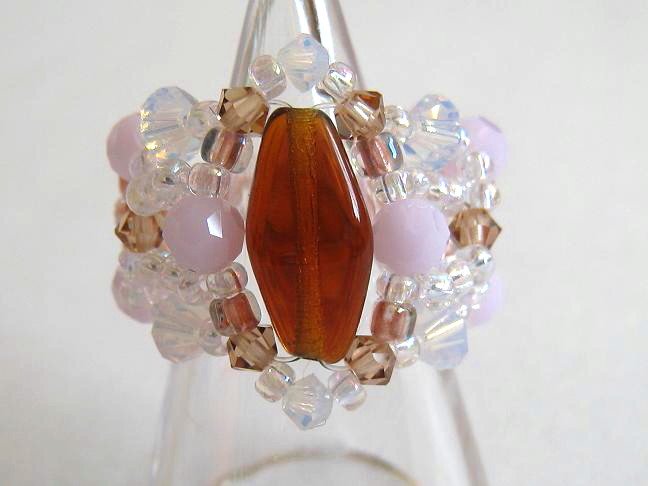 Gorgeous Baby Pink and White Opal Swarovski Ring