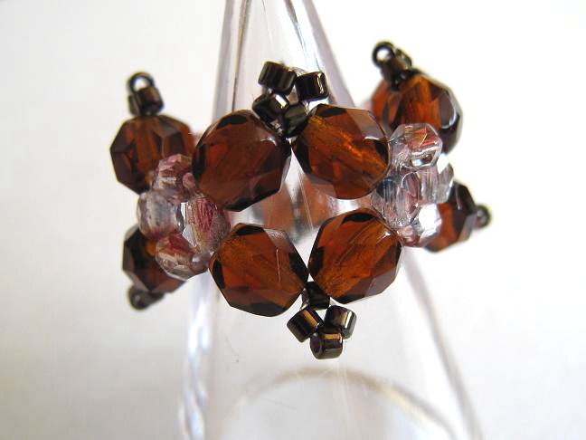 Brown Czech Beads Ring