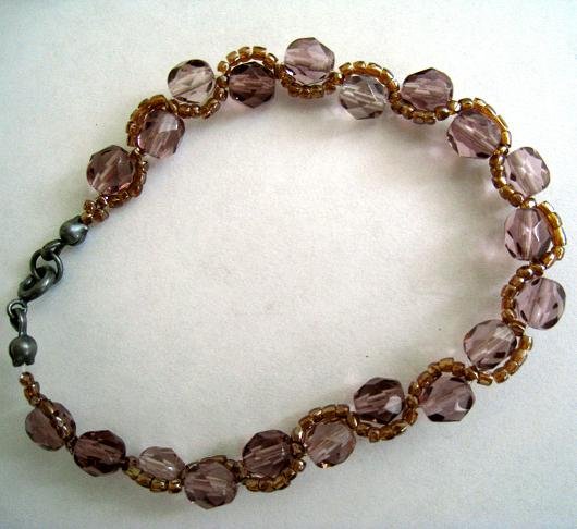 Czech Beads Purple x Brown Bracelet