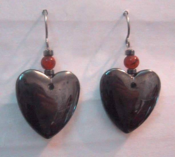 Hematite HEART Pierced Earrings