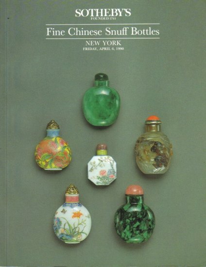 Sotheby's Fine Chinese Snuff Bottles New York Friday April 6 1990 Auction Catalog Rare Resource Book