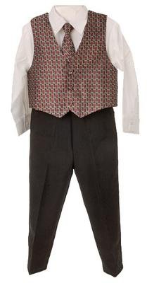 Silver Suit Newborn Infant Boy's Silver Black Vested Set