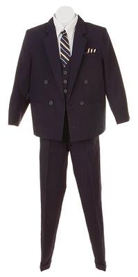 Silver Suit Infant Toddler Boy's DB 3 piece Navy Suit with Shirt & Tie