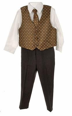 Silver Suit Newborn Infant Boy's Gold Black Vested Set