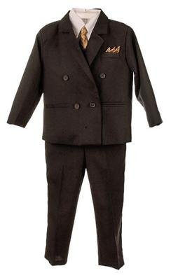 Silver Suit Infant Toddler Boy's DB 3 piece Black Suit with Shirt & Tie