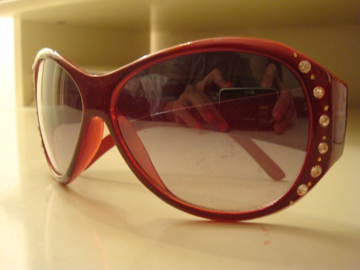New Bejeweled Red Frame Sunglasses
