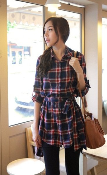 Checkered Pat Unbalance Blouse