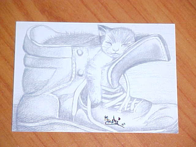 ACEO- Trading Card "Cat in a Boot"