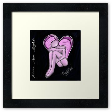 Peace Love Light -darkness falls’ Framed Print