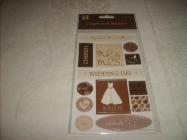 CHOCOLATE WEDDING CHIPBOARD STICKERS
