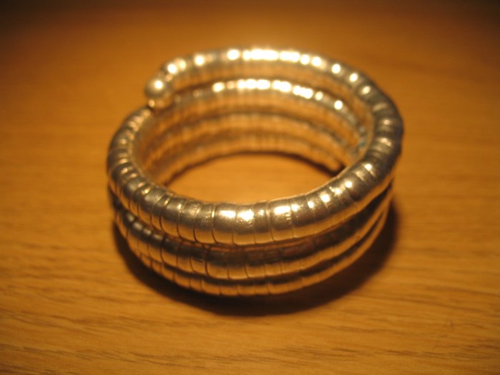 Silver spiral coil metal bangle