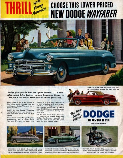 Vintage 1949 Dodge Wayfarer Advertisment