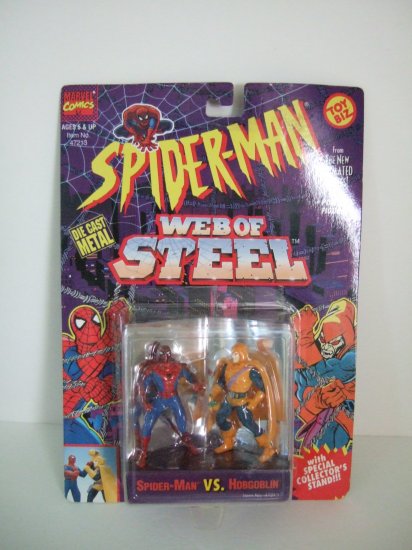 Marvel Comics Spiderman Web Of Steel Die cast Steel Poseable Figures