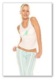Retro stripe " Bird print Pajama set