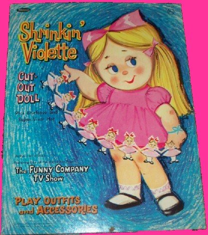 SHRINKIN shrinking VIOLETTE on hold VINTAGE violet PAPER doll DOLLS clothes SUITCASE hat play SET