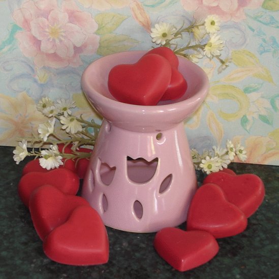 CANDLE GIFT SET - 12 Heart Shaped Soy Melties & Tart Burner Combo