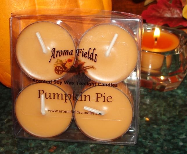 Four Soy Tealight Candles - Pumpkin Pie Holiday Fragrance