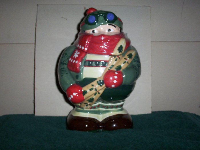 Skier Cookie Jar with Cookies