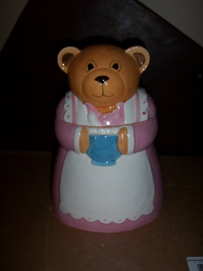 Teddy Bear in Pink Dress Cookie Jar
