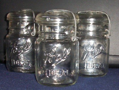 Set of 3 Clear Ideal Ball Fruit Jars with Lids