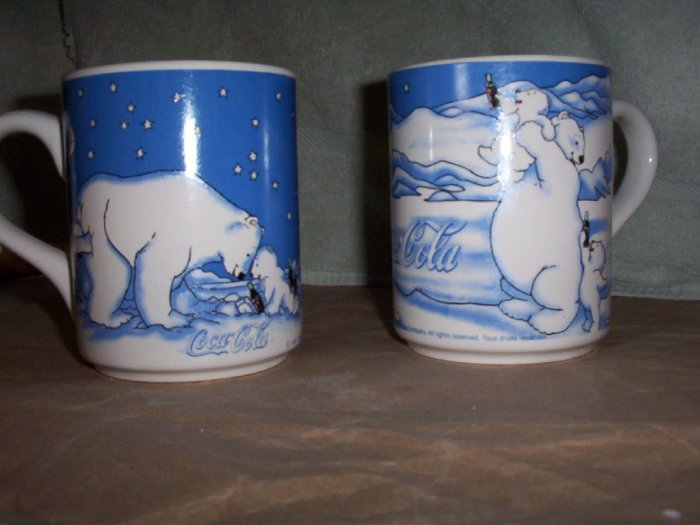 Set of 2 Coca Cola Bear Coffee Mugs