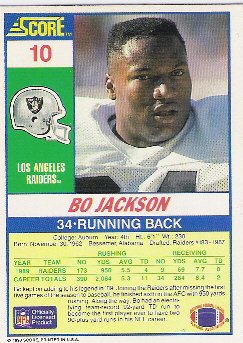 Bo Jackson Mint Football Card 1990 Score Bo Knows