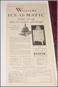 1930 Williams Ice O Matic Refrigerator ad