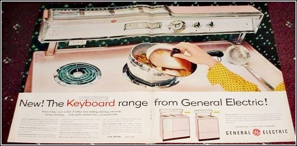 1957 GE Keyboard Range ad