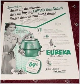 1953 Eureka Roto-Matic Vacum Cleaner ad