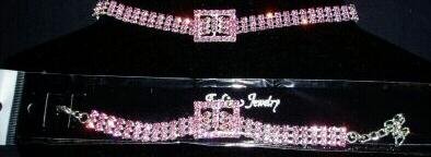 Hot Pink Triple Row Choker & Matching Anklet