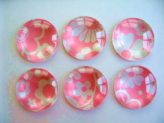 Bright Pink Color Round Glass Magnet, Round Pink Fridge Magnet, Pink Magnet