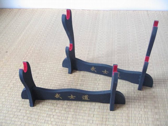 Bushido Single Tier & Double Tier Display Table Stands W/Kanji & Red Felt for Japanese Samurai Sword
