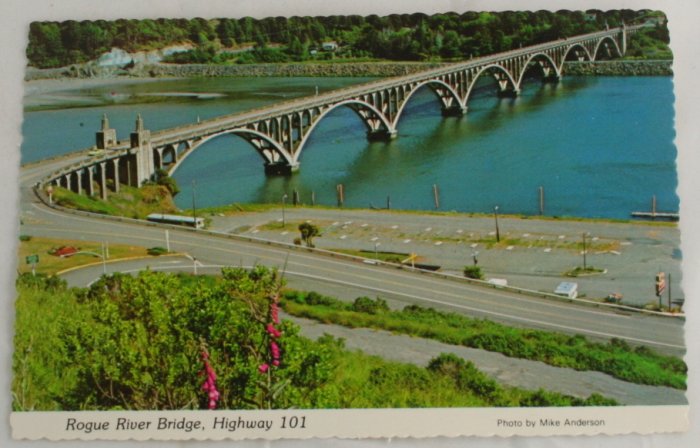 "Rogue River Bridge" VINTAGE POSTCARD Gold Beach Oregon