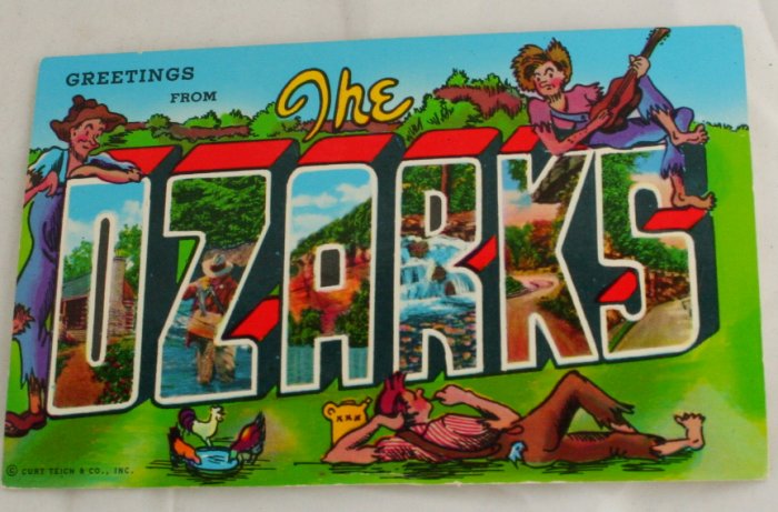 Greetings Ozarks VINTAGE POSTCARD Missouri Arkansas