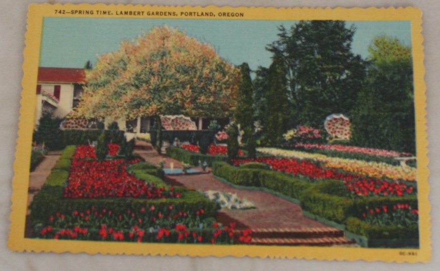 VINTAGE POSTCARD Oregon,Portland,Lambert Gardens 1950 Curteich