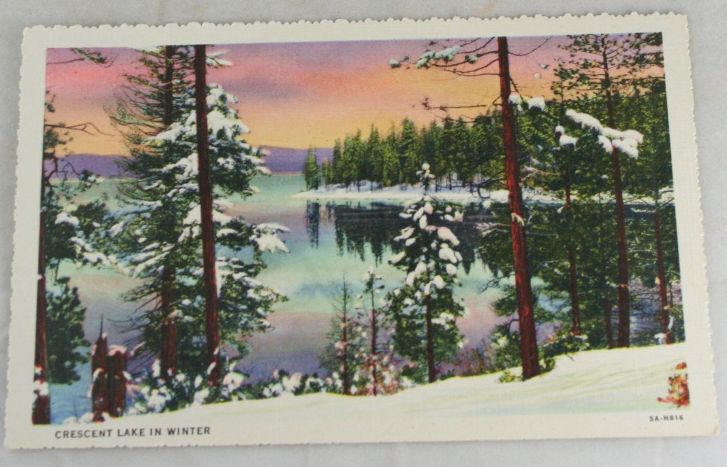 VINTAGE POSTCARD Oregon,Crescent Lake Curteich Linen