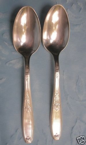 2 1847 Rogers Bros Silver Plate Ambassador Teaspoons