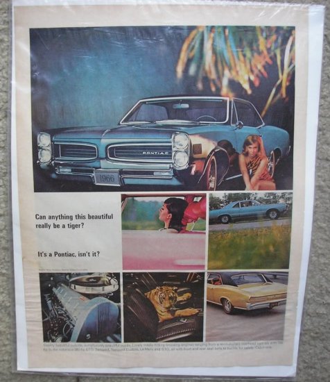 1966 Pontiac Tiger Color Magazine Ad tempest gto lemans