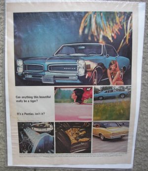 1966 Pontiac Tiger Color Magazine Ad tempest gto lemans