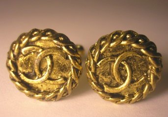 Vintage Designer CC Logo Button Cuff Links Cufflinks Antique Gold Mens Womens Ladies Shirts