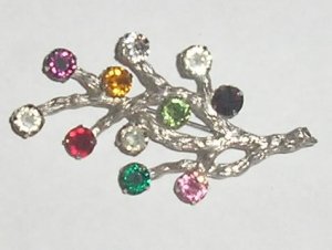 Van Dell Sterling Silver & Multi Rhinestones Brooch pin