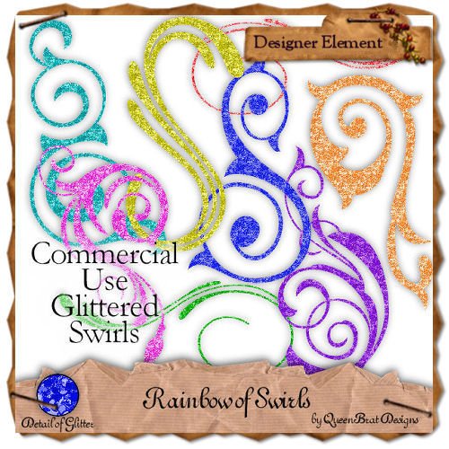 Rainbow of Swirls Tagger Size