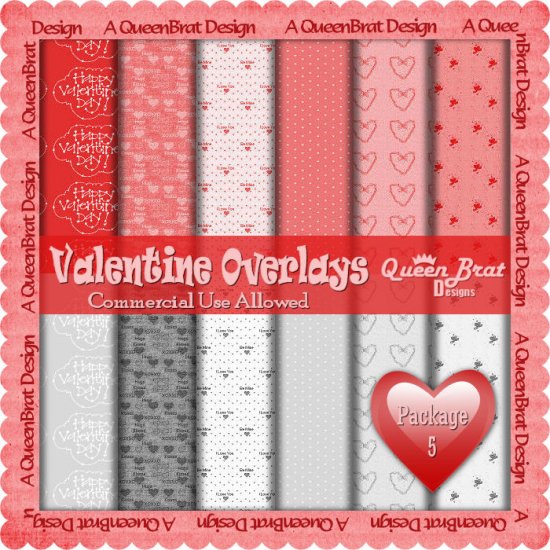 Valentine Overlays 5 - Scrapper Size