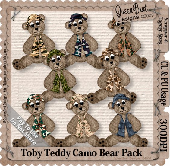 Toby Teddy Camo Bear Pack Scrapper