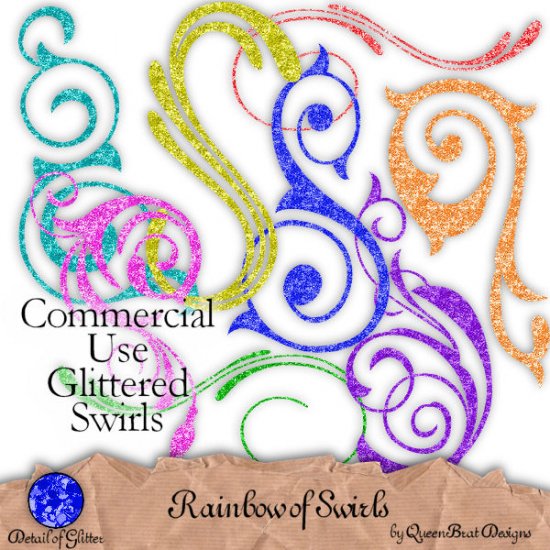 Rainbow of Swirls Scrapper Size