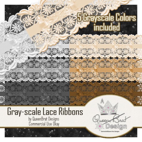 Gray-scale Lace Ribbons